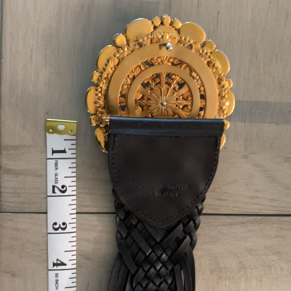 Michael Kors black leather belt with turquoise - Picture 7 of 7